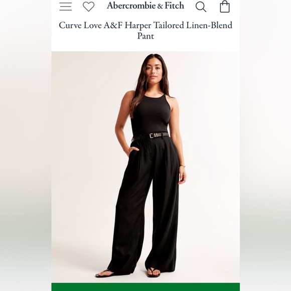 Abercrombie & Fitch Harper Curve Love tailored linen blend pant size 35 - Picture 1 of 4